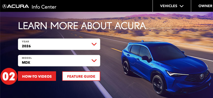 Honda Info Center year and model menus with How-To Videos selected